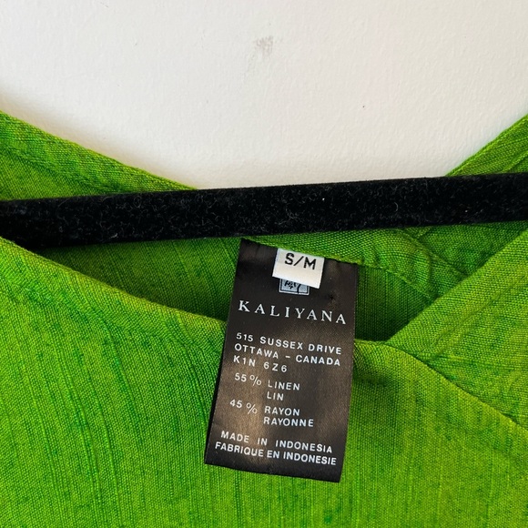 KALIYANA Green Linen Asymmetrical Dress S/M - Picture 7 of 12